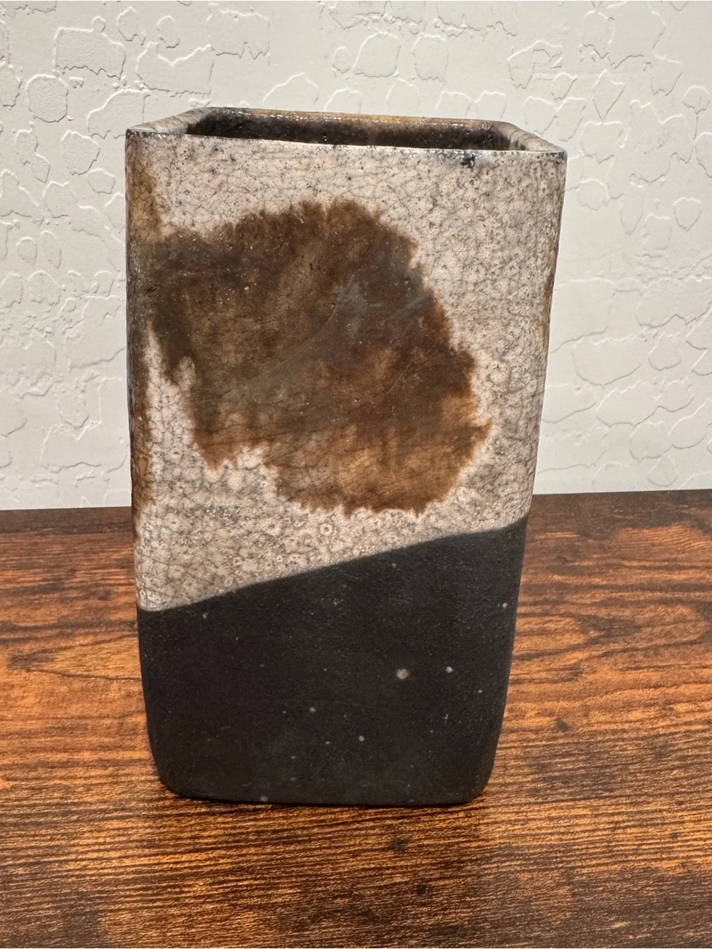Charles Bryant Signed Studio Pottery Square Vase Artisan 6.5” Tall